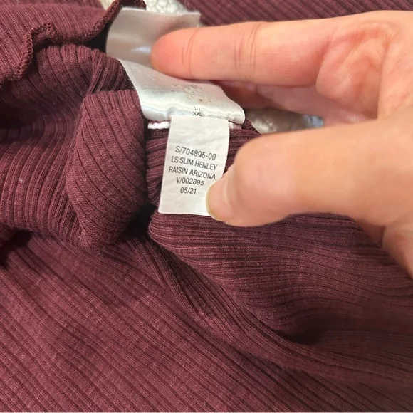 Old Navy - Maroon Ribbed Long Sleeve Long Sleeve 3/4 Sleeve Henley XXL - Picture 9 of 9